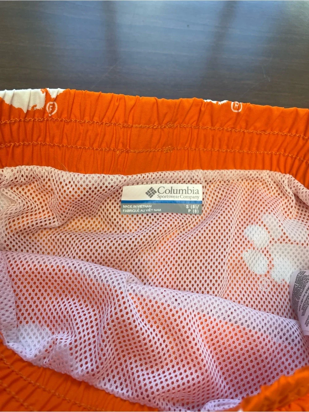 Columbia Orange Swim Trunks with White Paw Print